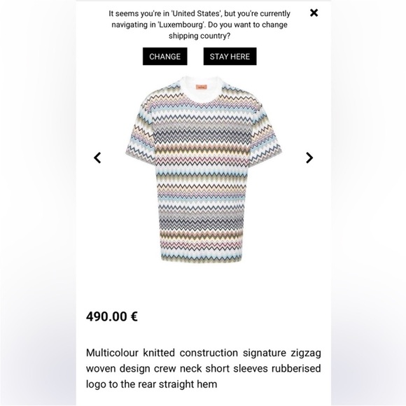 Missoni Men's Short Sleeve Zigzag Tee - Multicolor - Picture 4 of 10